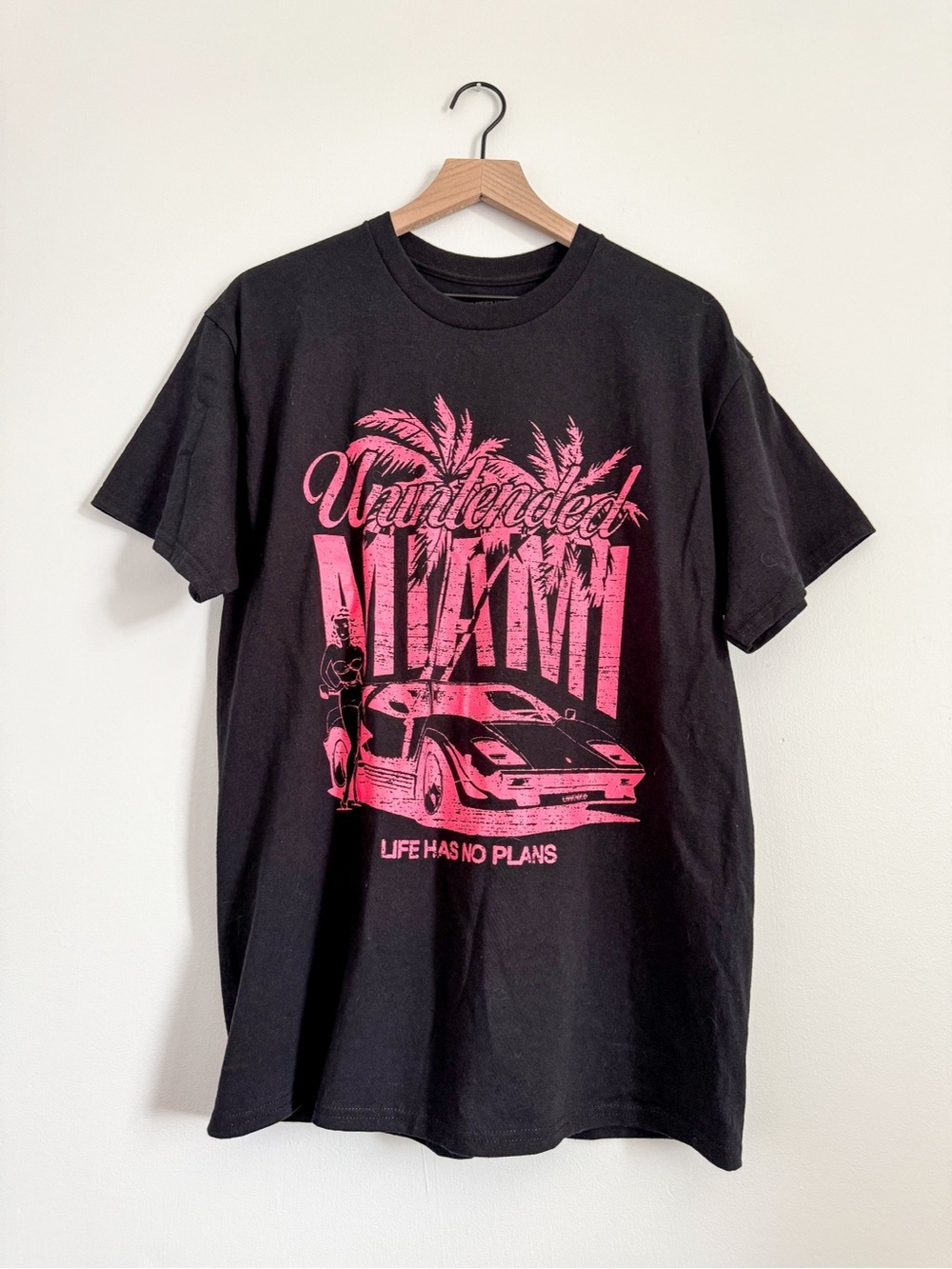Unintended Miami Graphic T Shirt Black Pink Streetwear Tee Size L